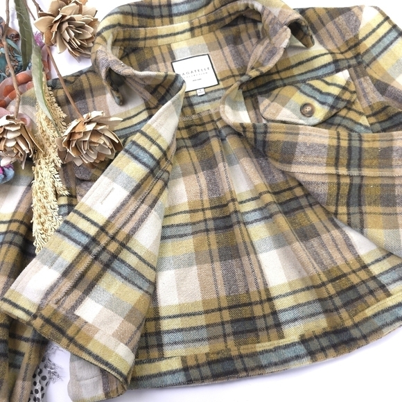 Bagatelle Collection Green Beige Plaid Cropped Jacket Sz S - Picture 9 of 13